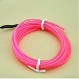 Amicc El Wire 5m 15ft Pink Neon Light Neon Glowing Strobing Electroluminescent Wire for Burning Man