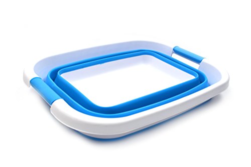 Sammart 25L (6.6 Gallon) Collapsible Laundry Basket/Tub - Foldable Storage Container/Organizer - Portable Washing Bin - Space Saving Hamper, Water Capacity: 20L (5.28 Gallon) (Sky Blue) #TOP1