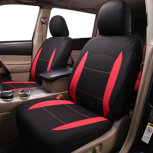 Flying Banner Flat Cloth Universal Fit Car Seat Covers Full Set with Airbag Compatible (Black and Red) - Image 4