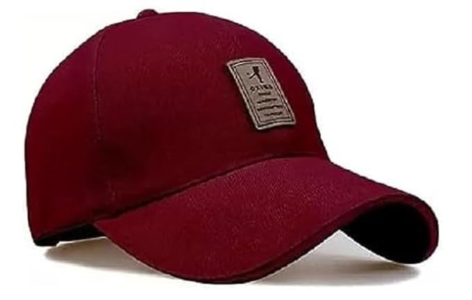 ADNOCK A Soft Acrylic Adjustable Unisex Cap and Sunglass Quick Drying Sun Heatt Protection for Men and Women (Free Size) Baseball Caps (Pack of 2) Maroon 3