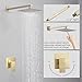 Heable Brushed Gold Shower Faucet Set, Single Function Shower Trim Kit with Rough-in Valve, Square Rain Shower Head System Included Extra Long Shower Arm for Bathroom