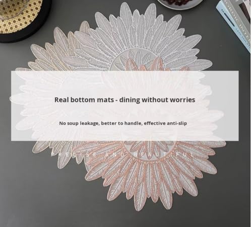 Image of HomeCloud PVC Material Round Shape Table Mat, Dining Table Mat,Table Placemats, Round Mats,Best for Bed-Side Table /Center Table, Dining Table /Shelves (Sun Silver, Set of 1)