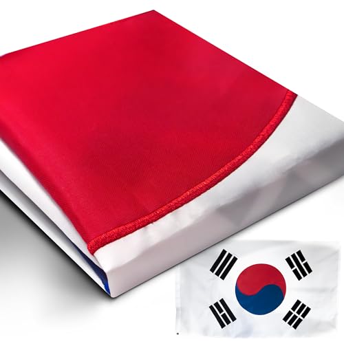 Anley EverStrong Series South Korea Flag 3x5 Foot Heavy Duty - Embroidered and Sewn Stripes - 4 Rows of Lock Stitching - S Korean National Flags with Brass Grommets 3 X 5 Ft