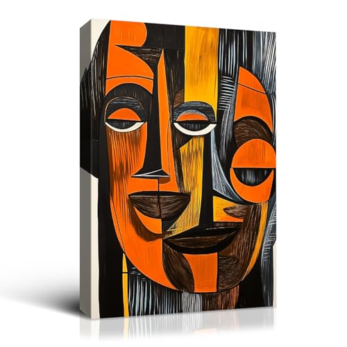 Wewejia Abstract Face Portrait Wall Art, Abstract African Faces Painting African Themed Canvas Art Prints, Colorful Artwork for Home Living Room Bedroom Wall Decor, 28x40 inch