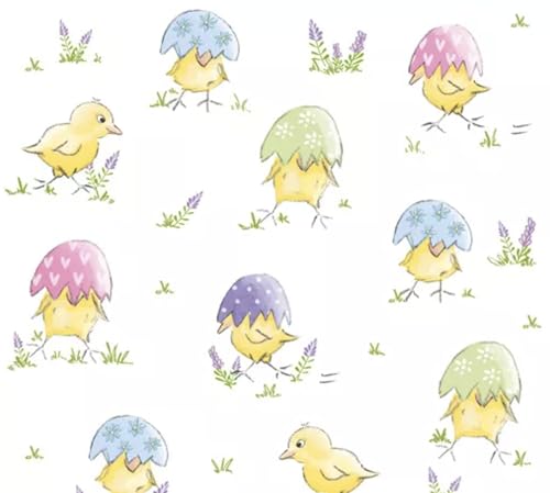 Set of 2 Individual Decoupage Paper Party Napkin Easter Chicks Egg Chickens Watercolor Decor Luncheon Napkins for a Birthday Holiday, Wedding, Cocktail Party
