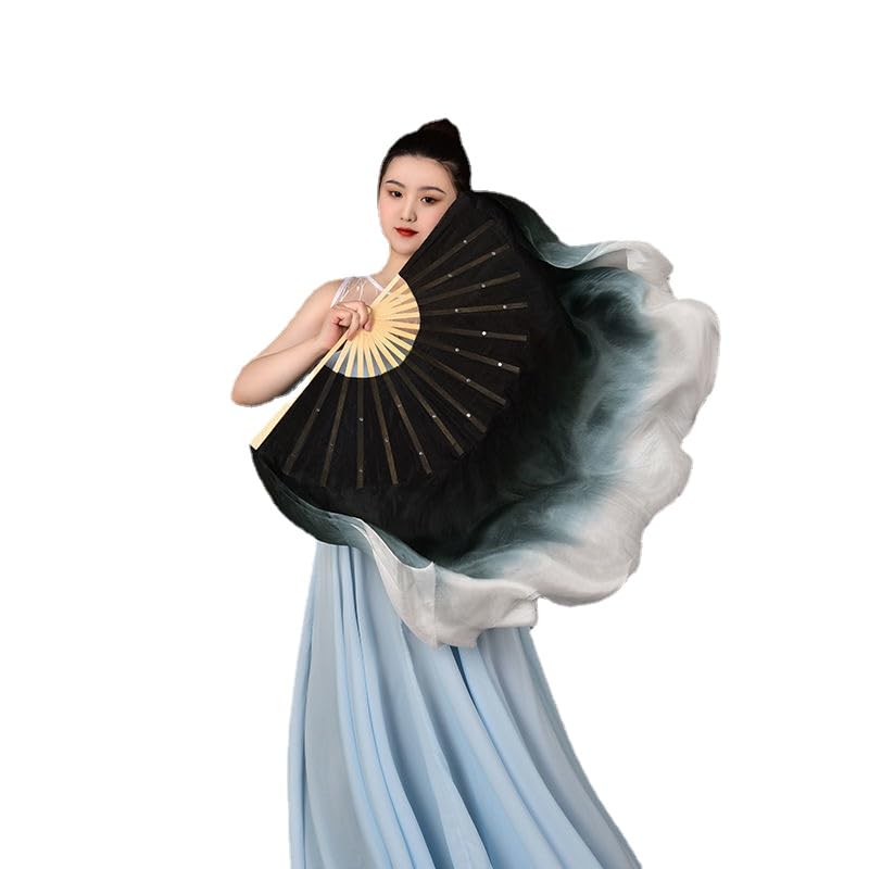 HEARTTOUCH 100% Silk Belly Dance Fan Women Hand Made Silk Dancing Fans for Taichi Kungfu Square Dance Party Stage Performance