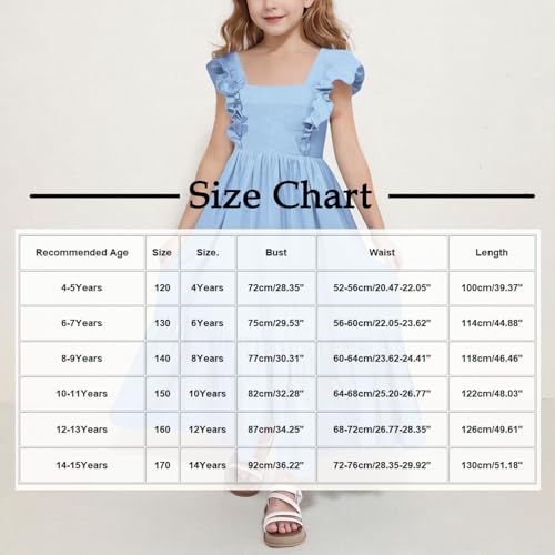 Girls Summer Dresses Cute Ruffle Tie Back Party Dress Kids Cotton Linen Casual Off Shoulder Boho Beach Maxi Dresses3