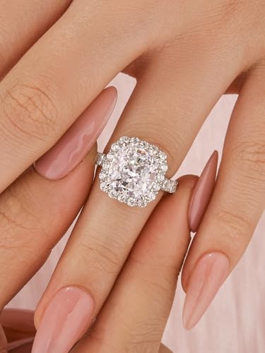 4.5 Carat Cushion Cut Engagement Ring, 5A CZ Simulated Diamond Promise Ring in Sterling Silver2