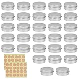 FOCCTS 30PCS 0.5OZ Aluminum Round Cans with Lid, Round Tin Containers with Lids, Aluminum Tin Jar wi