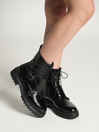 Image of Theater Women Sabbath Boots | Lace-Up Chunky Sole with Adjustable Buckles | Stylish Durable Boots for Casual, Travel & Winter Wear