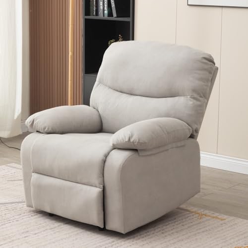 Recliner Armchair, Manual Reclining Sofa with Padded Seat and Backrest, PU Leather Covered, Foldable Legrest, Reclining from 110°-160°, for Living Room, Care Home (Manual Light Grey Fabric) Recliner Armchair, Manual Reclining Sofa with Padded Seat and Backrest, PU Leather Covered, Foldable Legrest, Reclining from 110°-160°, for Living Room, Care Home (Manual Light Grey Fabric)