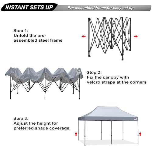 Abccanopy Pop-Up-Pavillon, vollständig wasserdicht, mit verbesserter Rolltasche, 4 Gewichtssäcken, Heringen und Seilen, 3 x 6 m – Bild 3