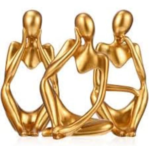 Image of VRB Dec 1 Set for Statue Study Office Desk Decor Showpiece Gift Decoration Accessories Items Decorative Showpeice for Home ((3 pcs Golden Abstract Body Showpiece))
