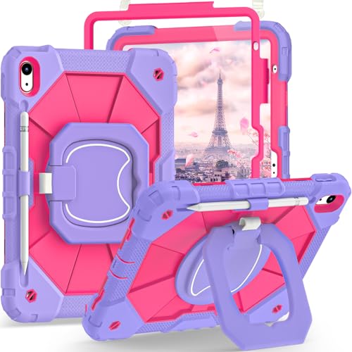 Auizotl Case for iPad (A16) 11th Gen 11 Inch (2025) /iPad 10th Gen 10.9 Inch (2022) with Screen Protector/Rotating Stand/Pencil Holder,Military Grade Shockproof i Pad Case 10th Generation,Purple Pink by Auizotl - Used condition - US$27.54