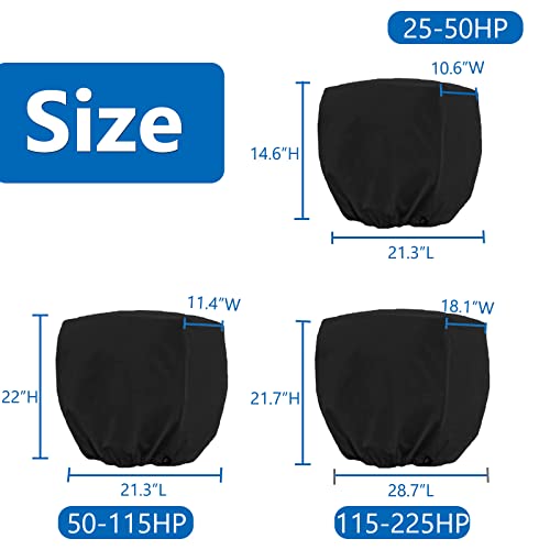 Fcouiid Outboard Motor Cover Boat Motor Cover, Outboard Engine Cover Up To 115-225 Thick (Black,4 Strokes) #TOP1