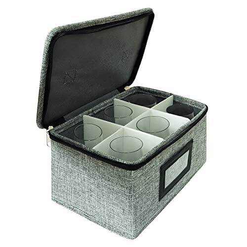 Hurzmoro Storage Box For Glencairn Whisky Glass,6 Whiskey Glasses Holder For Organizer, Fully-Padded Inside With Sturdy Construction, Packing Boxes With Dividers For Moving - Perfect Whiskey Gift (6 Compartments) #TOP6