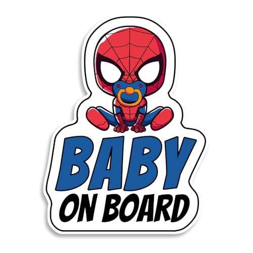Baby on Board Sign for Car Little Superhero High Visibility Window Sticker Badge Easy Apply & Remove Universal Safety Sign