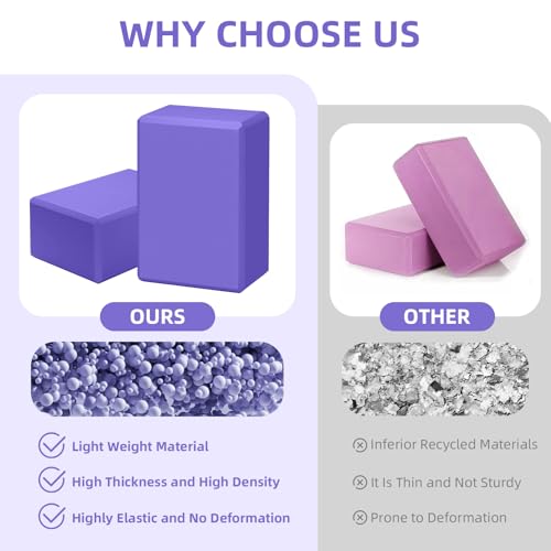 Image of 1 Pack Large Foam Yoga Blocks 9x6x4 Inches (Violet)