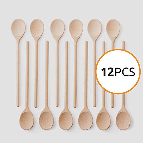 12- Inch Wooden Kitchen Spoons Baking Mixing Serving Craft Utensils Bulk Oval Spoon