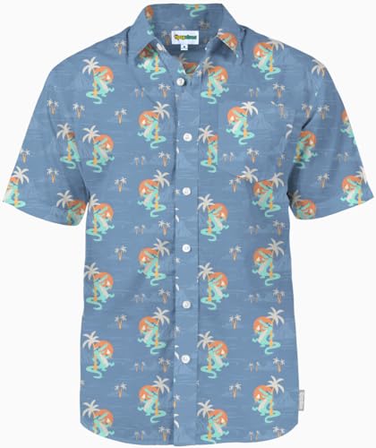 Tipsy Elves Mens Hawaiian Shirts Funny Novelty Aloha Beach Party Shirt Button Down Stretch Fabric Modern Fit Machine Wash Blue Gator Flavor Small