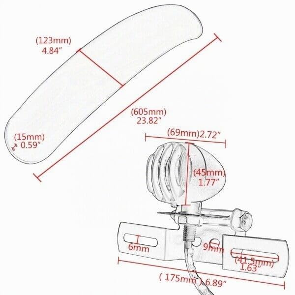Motorrad Rücklicht Bremslicht Kennzeichenhalter + Retro Kotflügel Set Satz