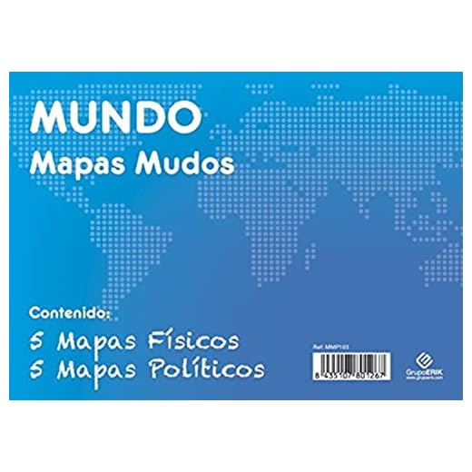 Grupo Erik Editores Pack 10 Mapas Mudos Mundo Politico Fisico