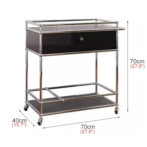 Carrito rodante de 3 niveles con asas y ruedas – Carro para ahorrar espacio para el hogar, oficina, cocina y garaje – Solución de almacenamiento negra versátil