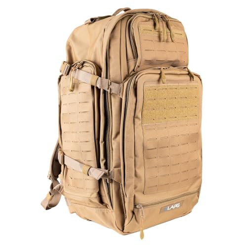 LA Police Gear Atlas 72 Hour Tactical Backpack for Men & Women, Large Bug Out Bag with MOLLE System, Hiking Hunting Combat Backpack, Coyote