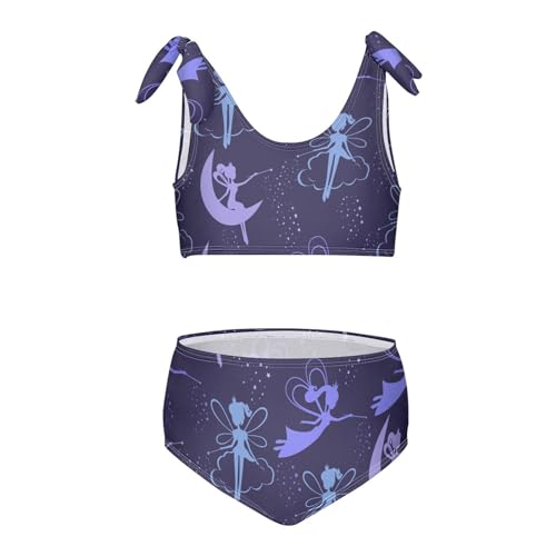 Girls' Swimwear Purple Fairy Magic Toddler Bathing Suit for Girls Swimsuit Size 3-12T Bikini Set