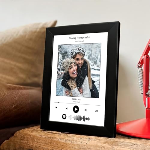 Image of Customized Photo and Song Spotify Frame, Personalized Frame with scannable code | Birthday for Brother, Rakhi Gift, Friends, Husband, Wife, Customized Gift New