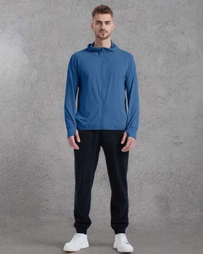 Locachy Jaqueta masculina com capuz e zíper completo, com proteção solar FPS 50+, manga comprida, pa