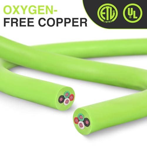 Image of Nilight 50FT 50 Amp Generator Extension Cord 250V Heavy Duty 6 /3+8 /1 Gauge Pure Copper STW Wire ETL Listed 4 Prong 14-50P SS2-50R&CS6364 Suit for RV Camper Outdoor Use Bright Green