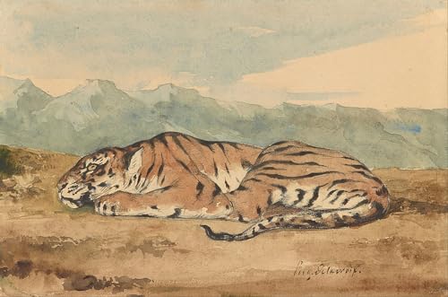 Affiche Tigre royal Delacroix grand format peinture huile reproduction tableau décoration murale
