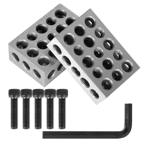 Precision Ground Machine Tool Parallels Set, 1-2-3 Inch Steel Parallels with 23 Tapped Holes & Wrench - for CNC Milling, Inspection, Fixturing - Industrial Measuring & Setup Tool