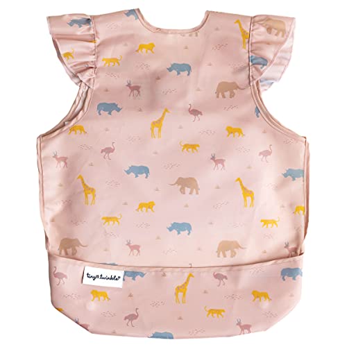 Image of Tiny Twinkle Mess Proof Baby Bib - Waterproof Toddler and Baby Apron Bib - Machine Washable - PFAS and BPA Free