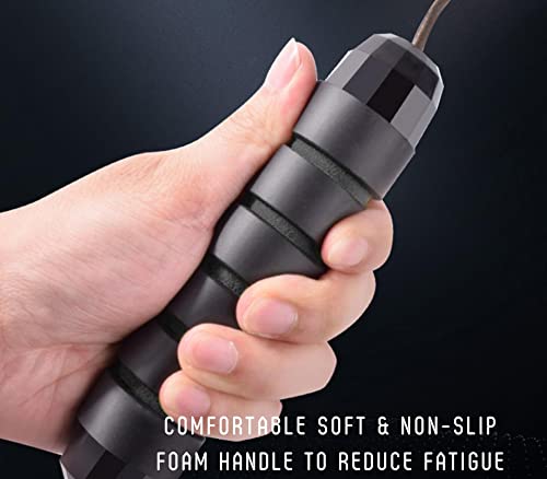 ONEGlobal Steel Reinforced Skipping Rope for Adults, CORDED-BLACK - Image 4