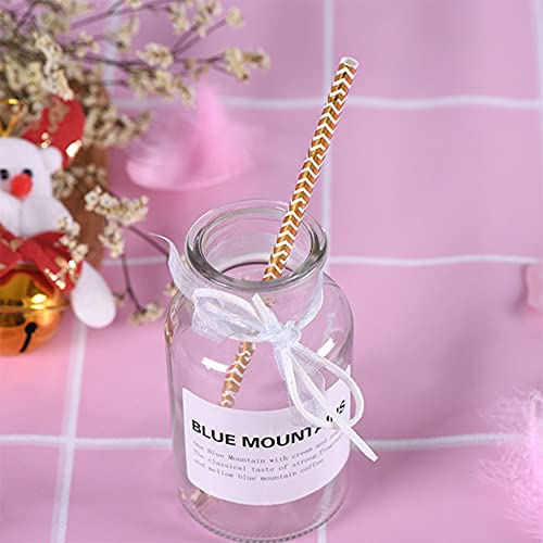 Charmed Peach, Mint Green And Gold Paper Straws Set Of 100 Straws #TOP5
