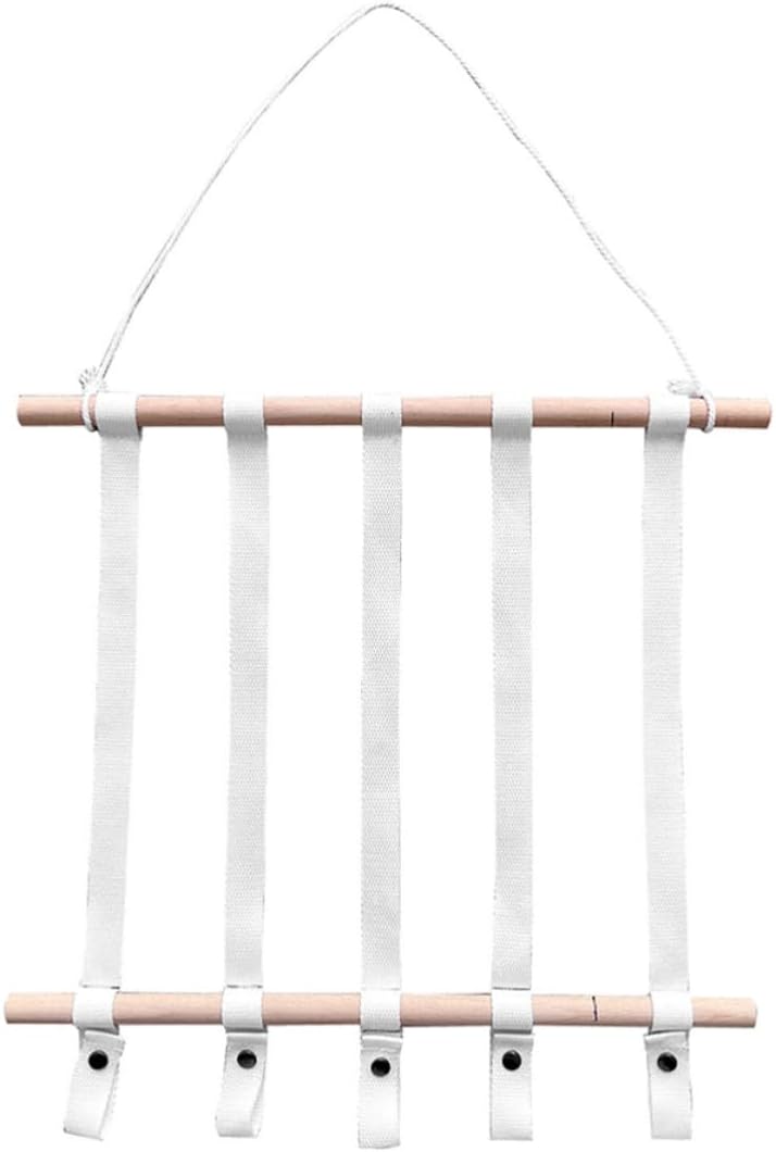 PRETYZOOM White Wood and Cloth Hair Bow Holder Wall Mounted Organizer for Bedroom and Study, Hanging Hair Clip and Hairpin Storage Nordic Style Design for Home Decoration