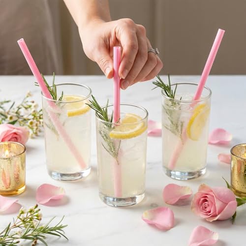 Pitillos de plástico rosa con forma de corazón 9" 12 pzas miniatura 4