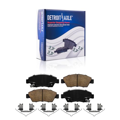 Image of Detroit Axle - Front Brake Kit for 2006-2011 Honda Civic Hybrid Hybrid L | Drilled & Slotted Disc Brake Rotors Ceramic Brake Pads 2007 2008 2009 2010 Replacement