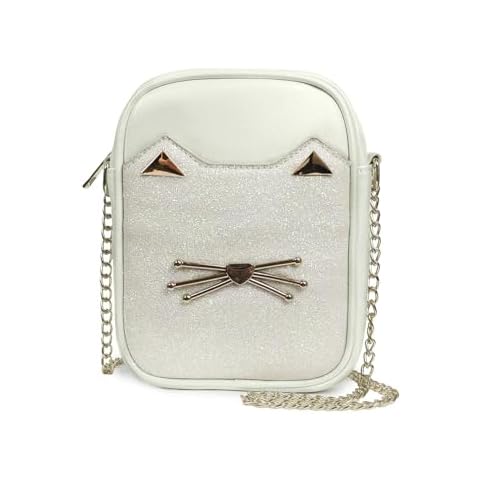 Cute Crossbody Purse for Teen Girls Sparkly Cat Purse and Small Crossbody Bags for Women Gift with Chain Strap Cover