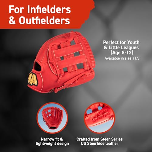 Image of 44 PRO Rise Youth Baseball Glove, 11.5 inch H-Web, Ages 8-12