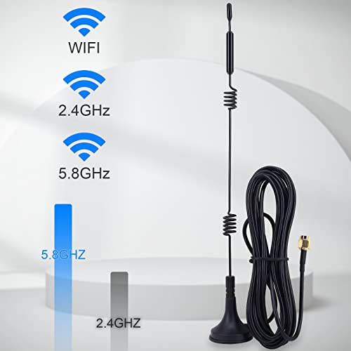 Dual Band Wifi Antenna 2.4Ghz 5Ghz 5.8Ghz 9Dbi Magnetic Base Mimo Dual-Band Router Antenna Rp Sma Male Antenna For Wifi Router Wireless Router Gateway Network Card Usb Security Ip Camera Pack Of 2 #TOP1