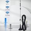 Dual Band WiFi Antenna 2.4GHz 5GHz 5.8GHz 9dBi Magnetic Base MIMO RP-SMA Male Antenna for WiFi Router Wireless Router Gateway Network Card USB Adapter Security IP Camera Pack of 2