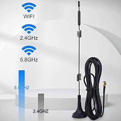 Dual Band WiFi Antenna 2.4GHz 5GHz 5.8GHz 9dBi Magnetic Base MIMO RP-SMA Male Antenna for WiFi Router Wireless Router Gateway Network Card USB Adapter Security IP Camera Pack of 2
