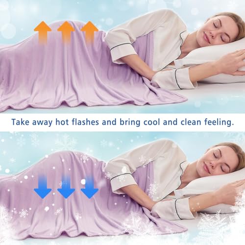 Image of EMME Cooling Throw Blanket for Couch Sofa, Thin Lightweight Summer Blanket, Cold Bed Throws for Hot Sleepers, Double Sided, Keep Body Cool for Kids Adults, Purple