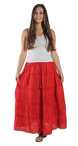 KayJayStyles® Full Length Womens Solid Embroidered Gypsy Bohemian Long Cotton Skirt4
