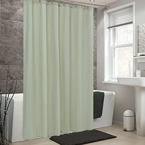 Image of ALYVIA SPRING Extra Long Waterproof Fabric Shower Curtain Liner Sage, 72x84 | 3 Magnets, Soft Cloth & Hotel Quality, Machine Washable, Light-Weight, Extra Long Size
