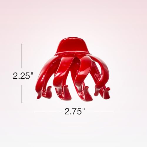 Scünci by Conair Octopus Claw Clip Set, No-Slip Grip, 2 Count | Red and gold claw clips for thick hair and thin hair, stocking stuffer hair clips for women for holidays and everyday wear - image 2