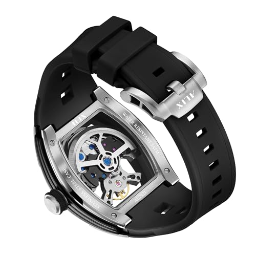 Image of ALIX AL2923 Men's Unique Design Automatic Movement Popular Style Silicone Strap Chronograph Skeleton Watch